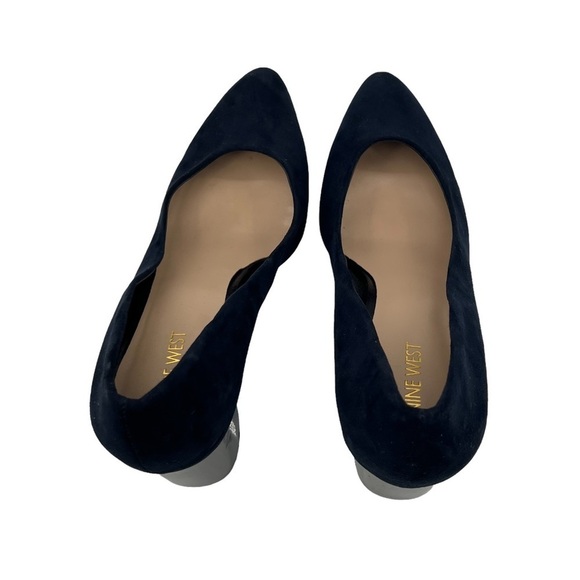 Nine West Blue Suede Pointed Toe Block Heels Size 9 1/2 Women’s - Picture 5 of 9